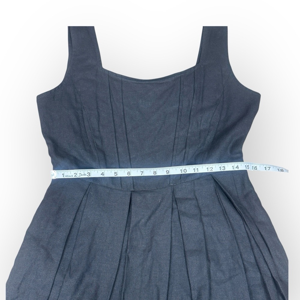 Cynthia Rowley Black Linen Blend Bubble Hem Dress Square Neck Fit Flare Small‎ - Picture 10 of 11